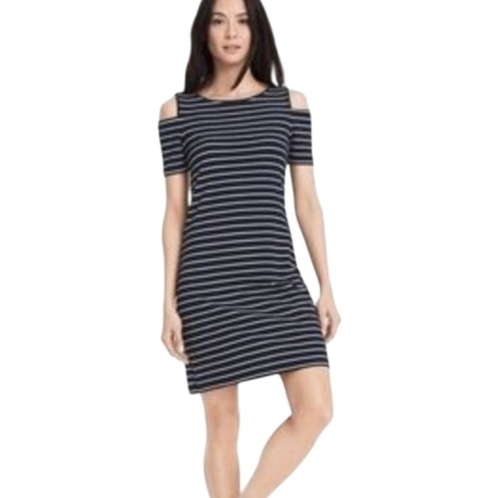 White House Black Market Striped Cold Shoulder T Shirt  Comfy Dress Plus Size 3X